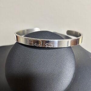 Mint & Lily Mama Bear & Her Baby Engraved Cuff Bracelet